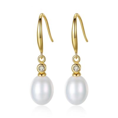 China TRENDY Women Bead Drop Circle Earring, 925 Sterling Silver 14k Gold Plated Jewelry for sale