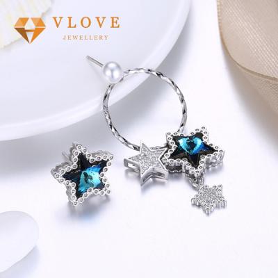 China Latest New Design CLASSIC Star Pattern Crystal Studs Earrings 925 Sterling Silver Stud Earrings for sale