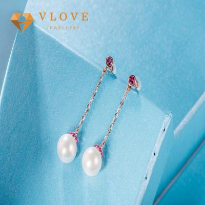 China 2021 Trendy Fashion 925 Sterling Silver Red Freshwater Pearl Earring For Women for sale