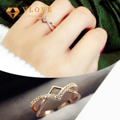 China Wholesale china trade fashion 14k gold ring trendy design jewelry women rings with CZ stones for sale