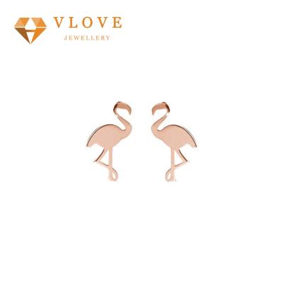 China Wholesale cute velvet 14k gold jewelry clasp maker crate lady stud custom bird shaped earrings for sale