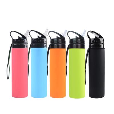 China Viable outdoor portable collapsible folding silicone water sport telescopic bottle for sale