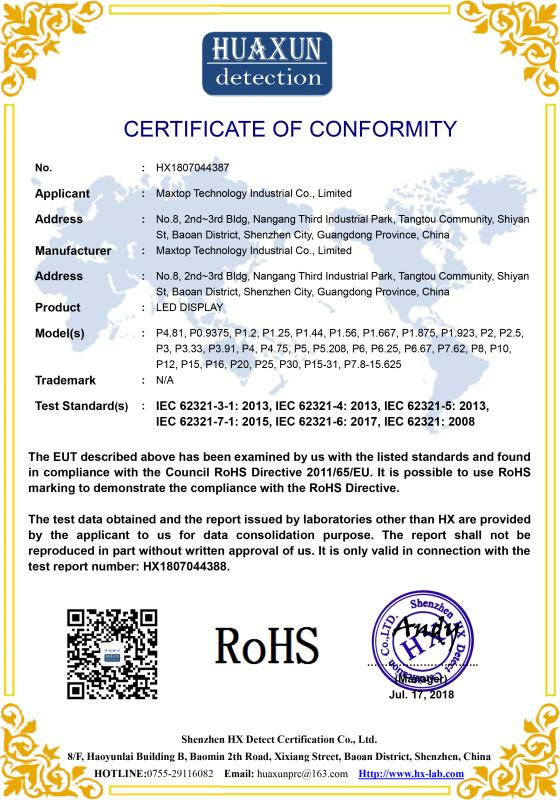 RoHS - Maxtop Technology Industrial Co., Limited