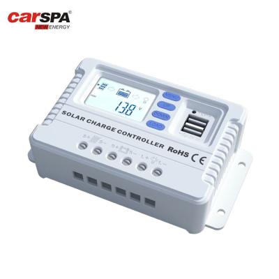 China Solar Charge Controller With Overload Protection PWM 12v 24v Auto Switch 15A White for sale