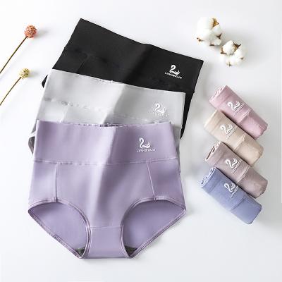 China Black Comfy Solid Color Women High Waist Cotton Antibacterial Warm Triangle Panties Plus Size Breathable Underwear for sale