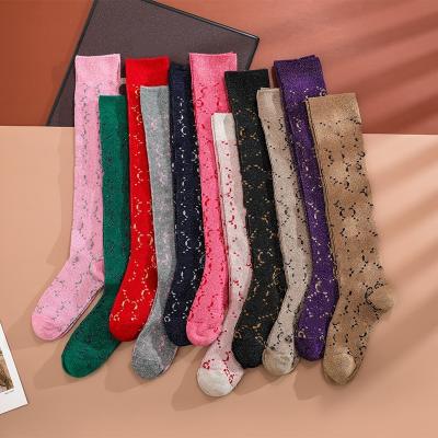 China High fashion brand QUICK DRY double gg thongs 100% cotton women luxury designer long socks for sale