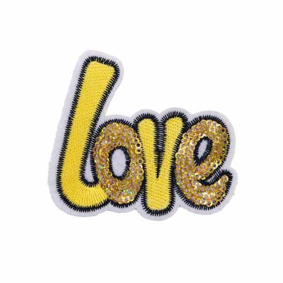 China Other China Sale Letter Butterfly Heart Fabric Patch Clothing Sequin Embroidery Patch for sale