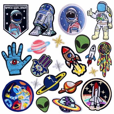 China Other Manufacturer Made Cartoon Spaceship Astronaut Embroidery Cloth Patch Clothing Patch for sale