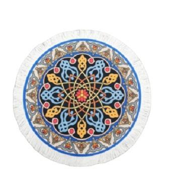 China Viable Direct Coaster Creative Persian Round Tassel Area Rug Factory Non-slip Mouse Pad for sale