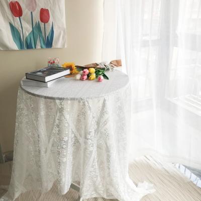 China Waterproof White Jacquard Lace Flower Garden Tablecloth Waterproof Coffee Hotel Decoration Weeding Home Party for sale