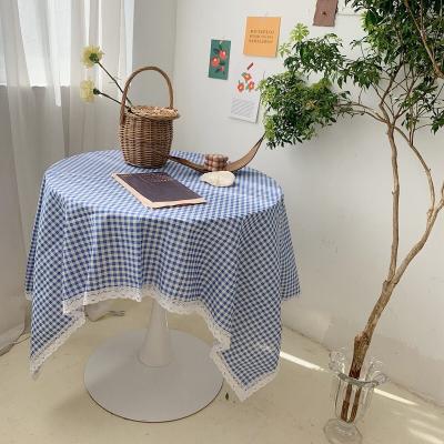 China Home Garden Cafe Restaurant Plaid Table Cloth Lace Table Cloth White Waterproof Picnic Linen Fabric for sale