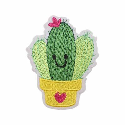 China Other Top Quality Apparel Hat Decoration DIY Cloth Sticker Cartoon Cactus Embroidery Patch for sale