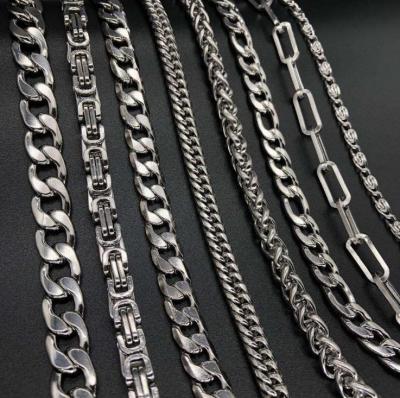 China Punk Women Men Miami Cuban Link Round Chunky Stainless Steel Custom Buckle Dangle Bracelets for sale