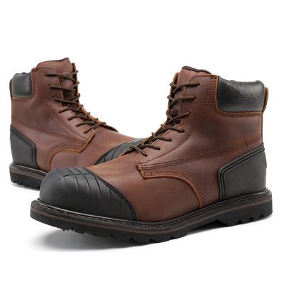 China Anti Smash Anti Kick Work Boots For Men Goodyear Welt Anti Fatigue Boots Genuine Leather High Top Work Shoes for sale