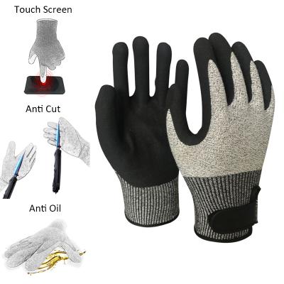 China Amazon Breathable Hot Selling Nitrile Coated Safety Construction Gloves for sale