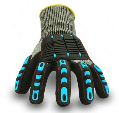 China Impact Protection Covered Tpr Mechanic Gloves High Quality Wire Anti Cut 13G Work Impact Shock Resistant Gloves for sale