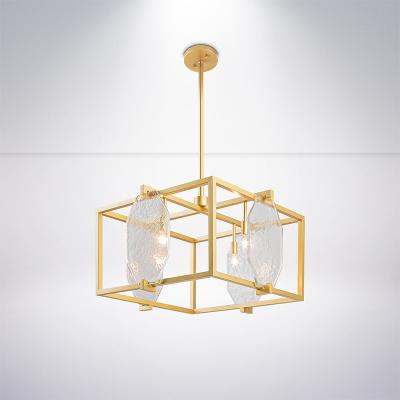 China New Modern Creative Art Design Custom Handmade Clear Metal and Glass Pendant for Dining Room Project Lighting for sale