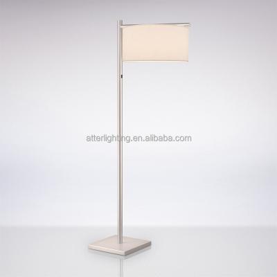 China Contemporary Classic Single Office Hotel Bedroom Standing Floor Lamp With Metal Base Square In Satin Nickel for sale