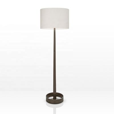 China Modern Zhongshan Guzhen Art Design Hotel Office Bedroom Unique Standing Metal Base Floor Lamp With White Fabric Shade for sale