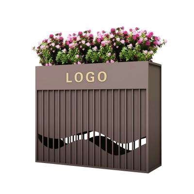 China Minimalist Outdoor Commercial Street Sales Department of Iron Flower Box Flower Bed Combination Partition Fence Planting Flower Groove Square for sale