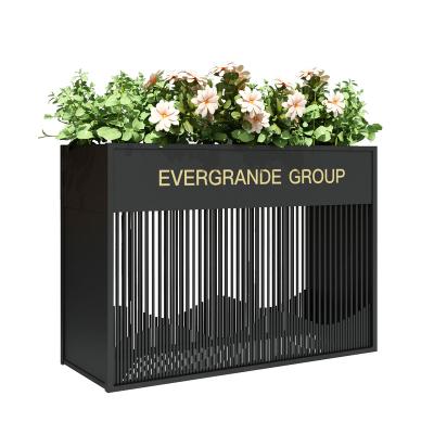 China Custom-made hollow box sales service flower bed iron combination flower outdoor slot flower minimalist for sale