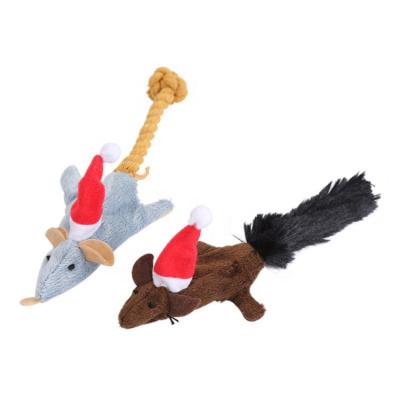 China Festival Dog Toy Holiday Pet Toys Plush Rope Christmas Viable Durable Handle Squeaker Toy for sale