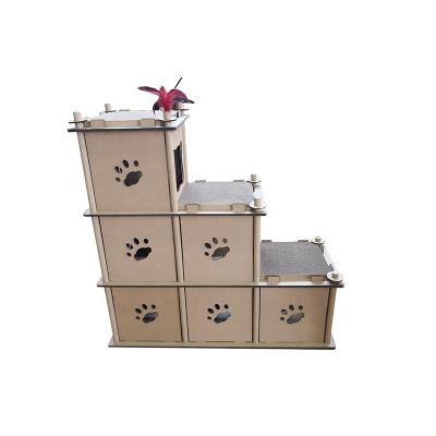 China Modern Portable Foldable Corrugated Cardboard Cat Scratcher Box House Viable New Design for sale