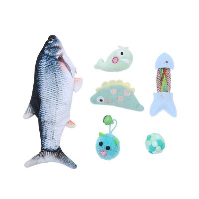 China Sustainable Factory Outlet 6 Pieces Set USB Charging Bouncing Fish Cat Toy for sale