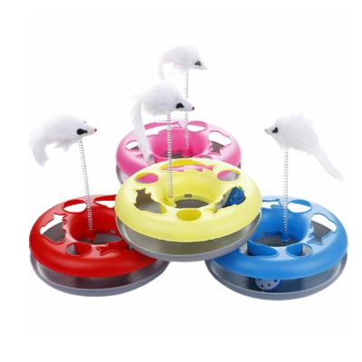 China Stocked 2021 new models can be wholesale with multi-color spring turntable mouse house cat toy for sale