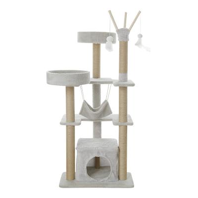 China Breathable Sisal Premium Cat Striping Large Multi-Layer One-Piece Cat Treehouse for sale