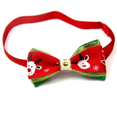 China Wholesale Custom Christmas Bow Stain Pattern Personalized Pet Adjustable Size Collar for sale