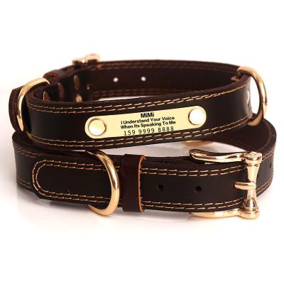 China Multi-size Customizable LOGO Custom Upper Cowhide Is Not Easy To Crack Luxury Dog Collar for sale