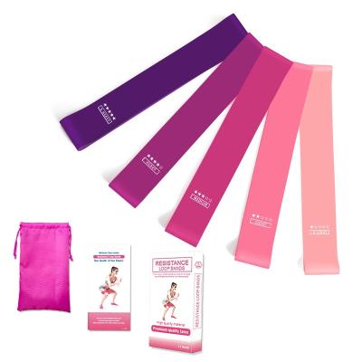 China High Quality Durable Gym Fitness Custom Printed Logo Yoga Stretch Band Latex Exercise Mini Loop Band Resistance Band Sets for sale