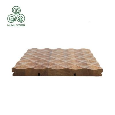 China MUMU Sound Insulation Desk Ornament Made Of Solid Wood Fretwork Accent Interior Wood Wall Panels Cladding for sale