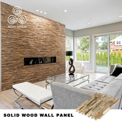 China Parquet MUMU DESIGN Recommend Decorative Solid Wood 3D Wall Bricks Panels Wood Slat Mosaic Composite Wood Cladding Sheet for sale