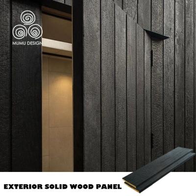 China MUMU Eco-Friendly Design Carbonized Charcoal Shou Sugi Exterior Ban Burnt Cladding Solid Wood Wall Panels for sale