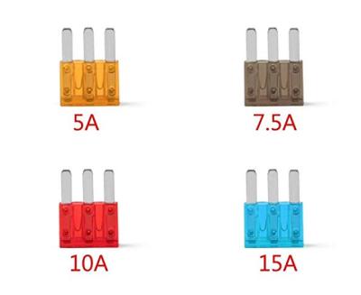 China LOW VOLTAGE Micro3 Fuse Automotive 3Pins Car Fuse 5A 7.5A 10A.15A - (micro3 size pin 4 sizes) for sale