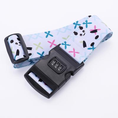 China Custom Printing Adjustable Bag Belt Strap Factory Travel Luggage Suitcase Strap Belt With TSA Lock for sale