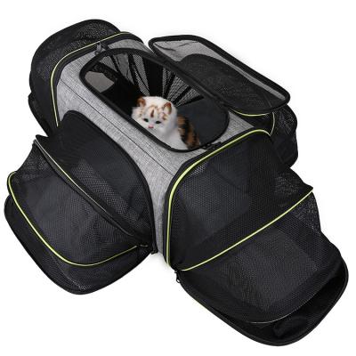 China High Quality Breathable Foldable 4 Sides Stored Cat Dog Pet Carrier Bag Expandable for sale