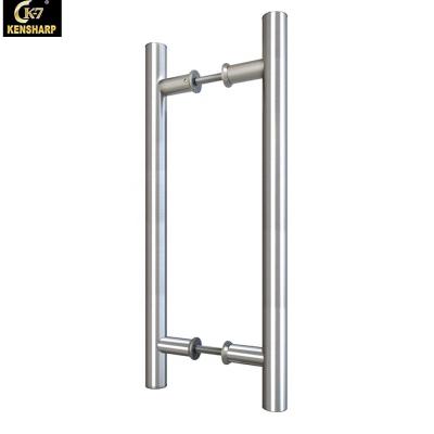 China Commercial Round Bar H Shape Stainless Steel 201 304 316 Glass Main Door Pull Handle Hardware 450 600 800mm Office Store Door for sale