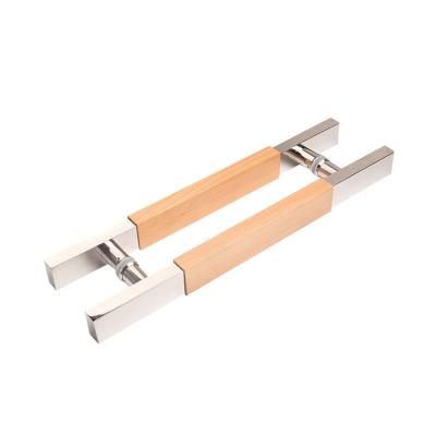 China Factory direct sale stainless steel 304 wooden rectangular large porch glass door pull handle for sale