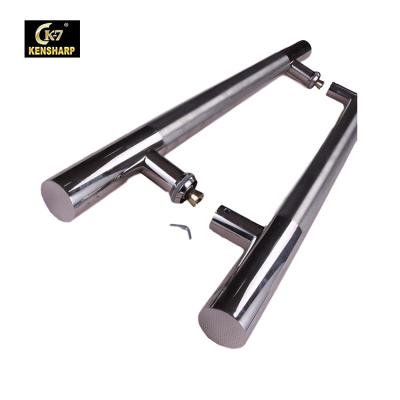 China Silver Glass Door Handle Push Handle Wholesale Modern Stainless Steel Bathroom Shower Glass Door Handle for sale