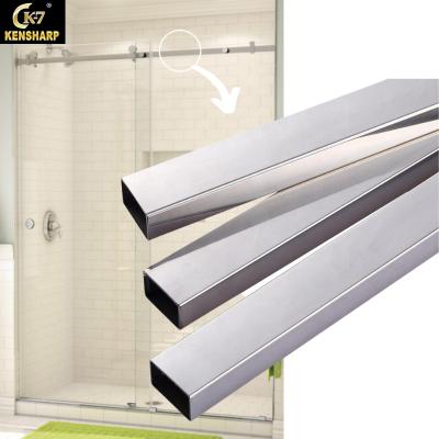 China square guide rail track assembly accessories sliding glass shower door rollers hot satin polish black heavy runner wheels hinges for sale