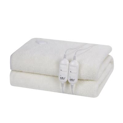 China Household Hot Selling Elastic Band Double Waist Artificial Wool Heating Blanket With 0-1-2-0 Heat Settings for sale