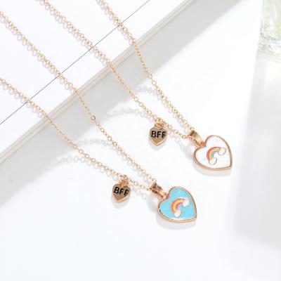 China Cute CLASSIC Enamel Best Friend Alloy Best Friend Pendant Necklace Set Rainbow Enamel Bff Necklaces Jewelry Set for sale