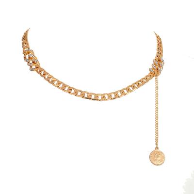 China CLASSIC Gold Color Hip Hop Chunky Choker Chain Necklace For Women Portrait Necklace Pendant Fashion Punk Jewelry for sale