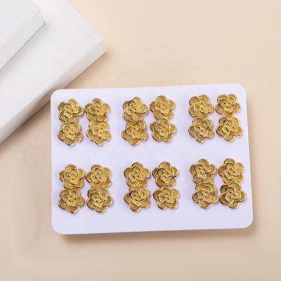 China Cute 12 Pairs/Set Crown Flower Copper Stud Earrings 18K Gold Plated New Design Fashion Simple Girl Women's Decorative Jewelry for sale