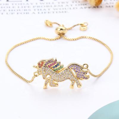 China BOHEMIA Women's Unicorn Zircon Snake Chain Bracelet Luxury Adjustable Chain Bracelet BOHEMIA Women's Gold Silver Bangle for sale