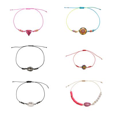 China CLASSIC Adjustable Trendy Cute Bracelet 12pcs/set Letter Women Girls Beads Woven Rope Bracelets Kids Jewelry Gift for sale