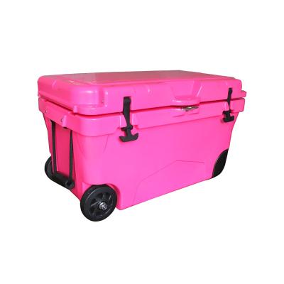 China Hot Selling Insulated Ice Chest 50QT Hangkong Cold Box Beach Cooler Cooler Box With Handle And Wheels Custom for sale